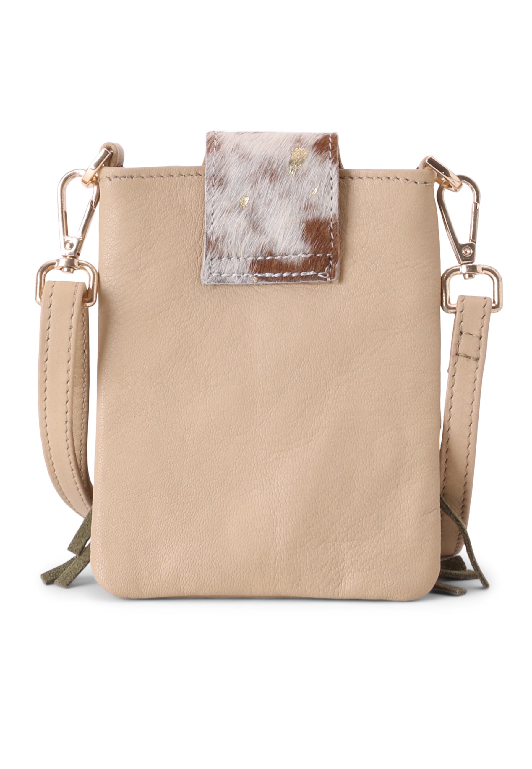 Tibetan mini Schultertasche mit Emblem und Fransen