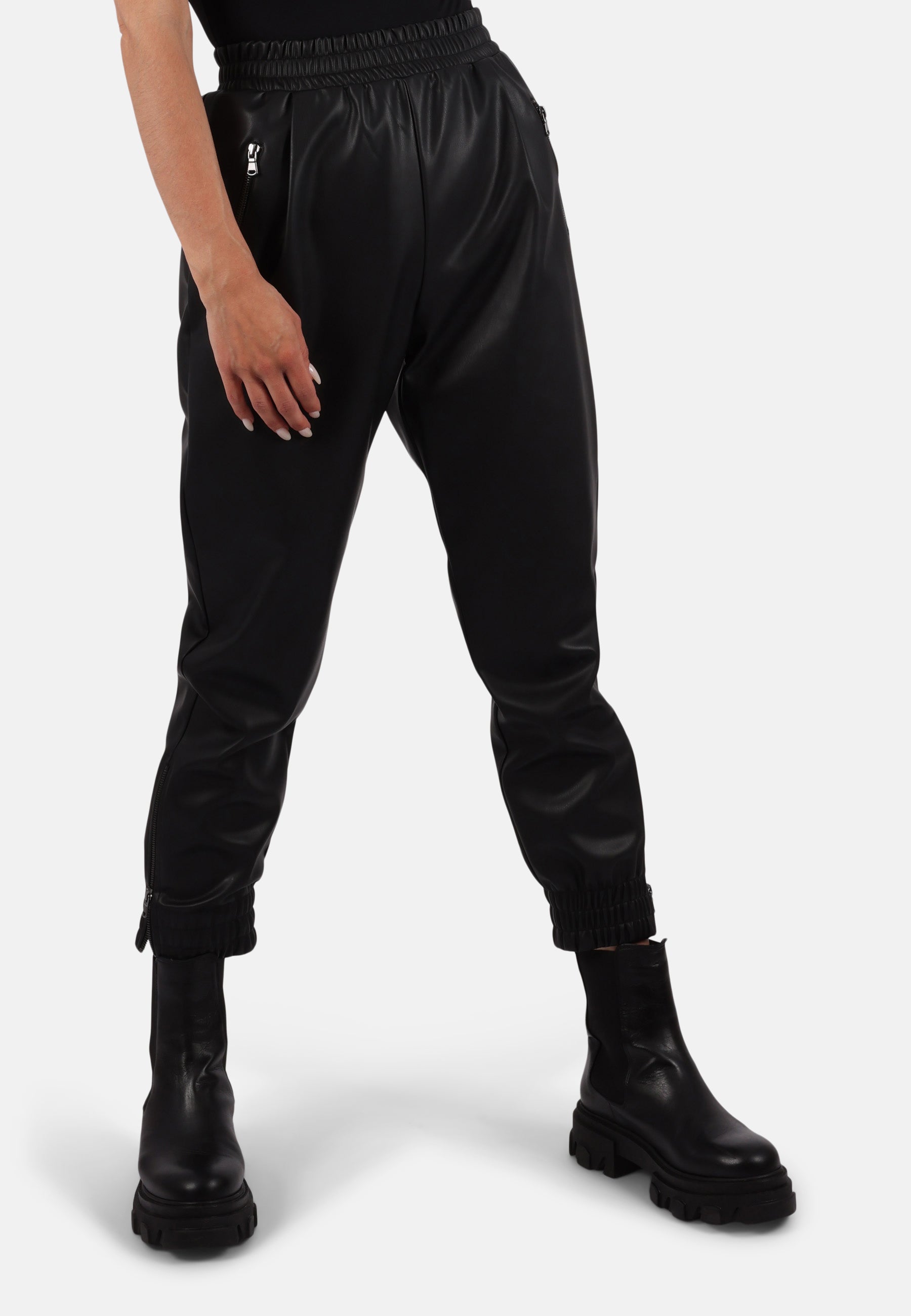 Jogger-Hose aus Kunstleder