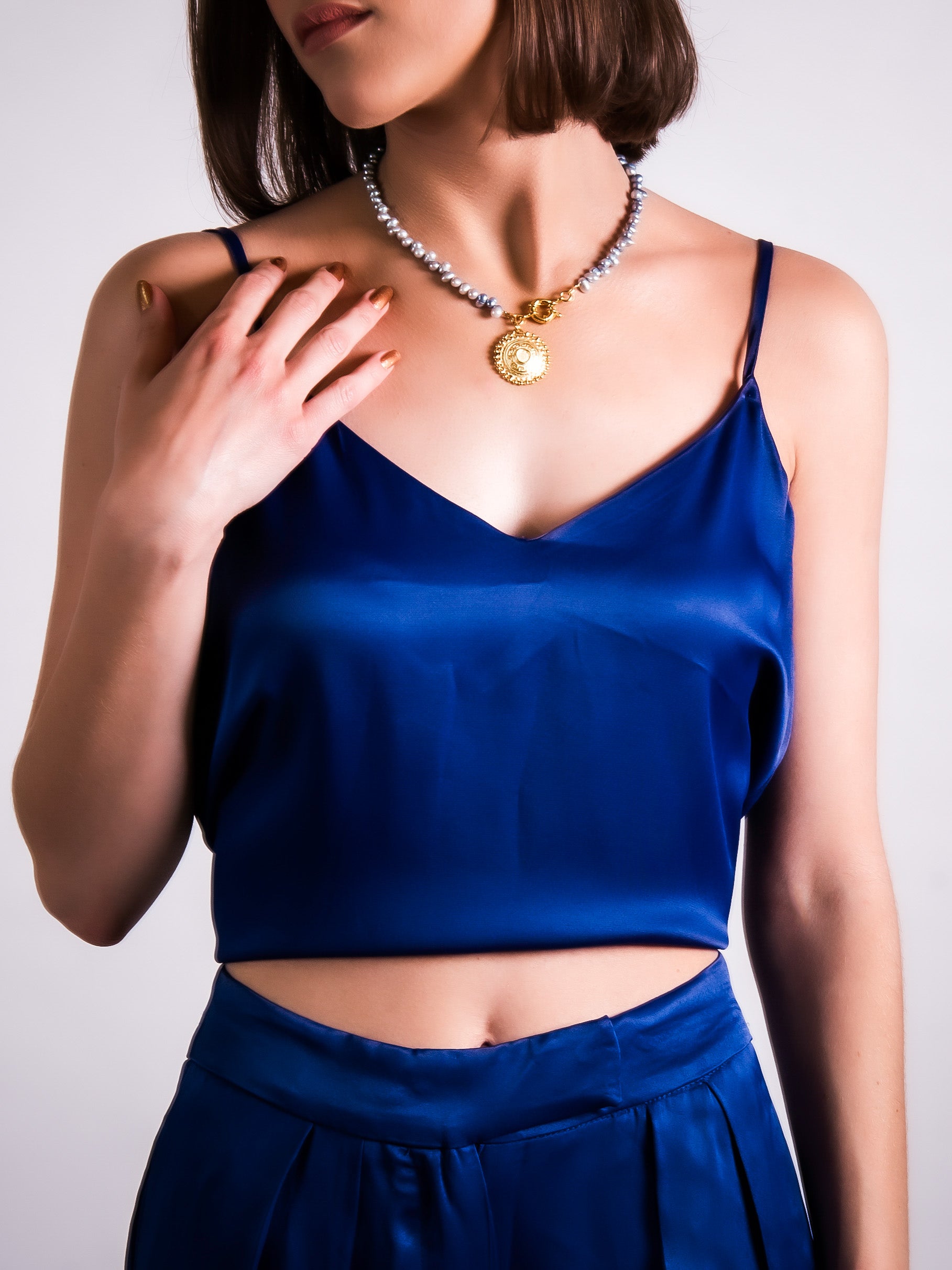 14-karat vergoldeter Perlen Chocker