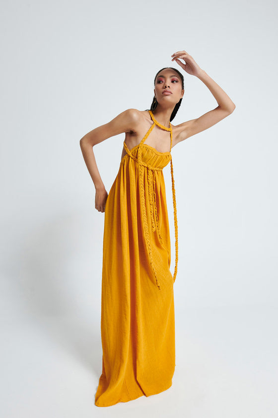 Crinkle Braided Maxikleid