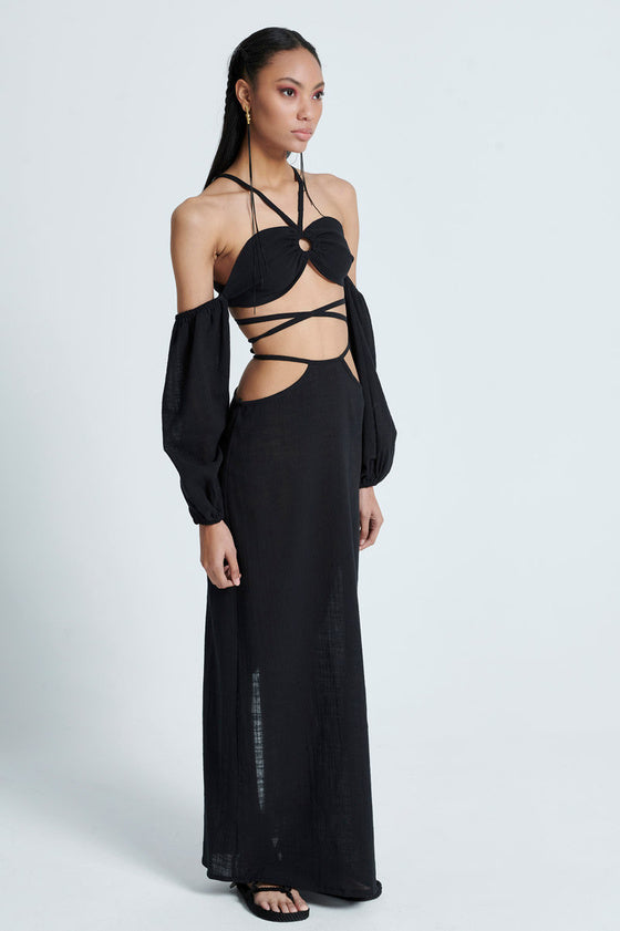 Gauze Crop Ring Top