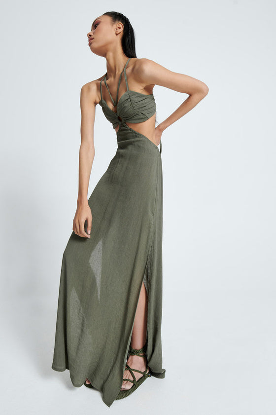 Crinkle Cut Out Maxikleid