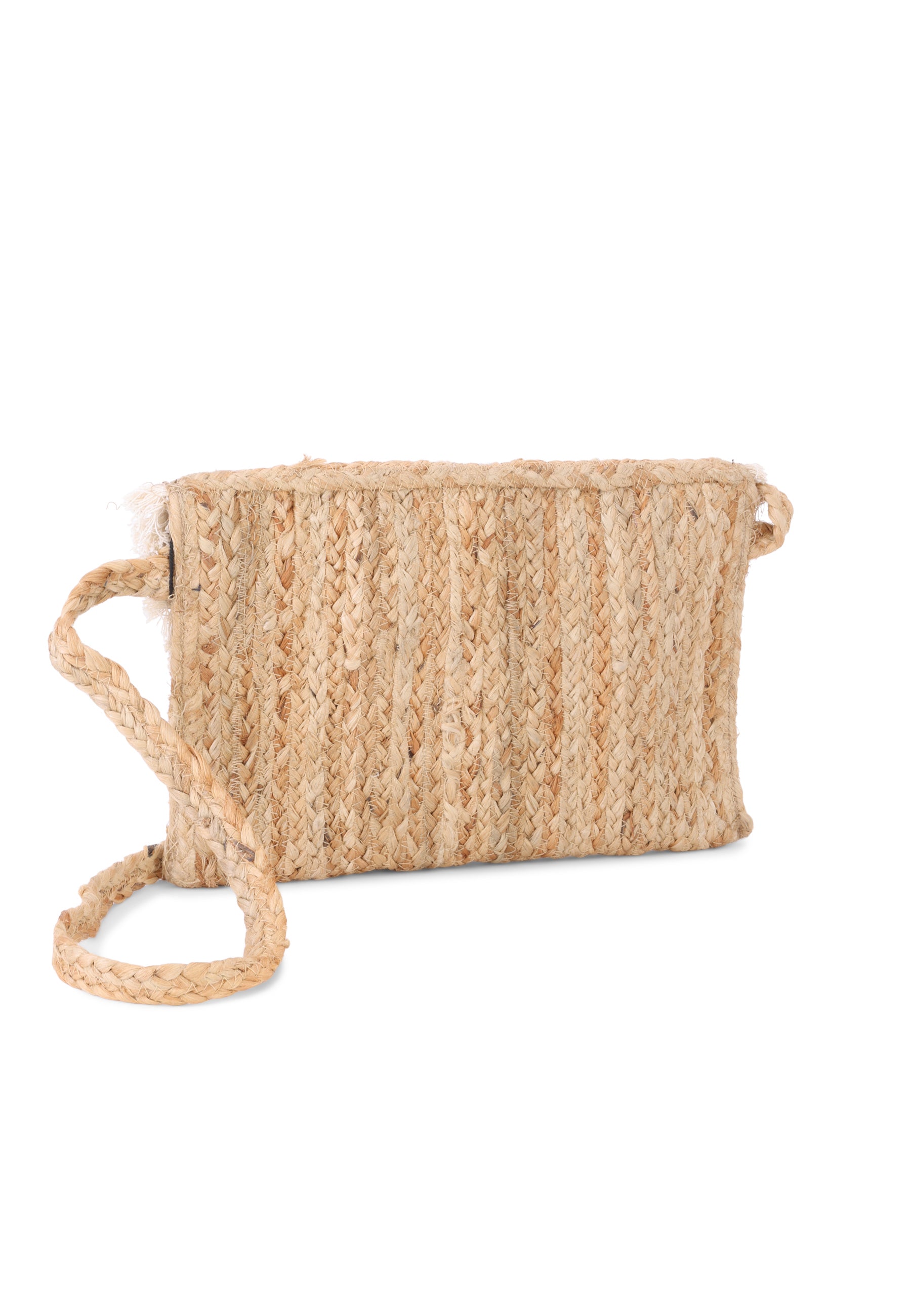 Mali bestickte Clutch aus Jute mit Perlen und Muscheln