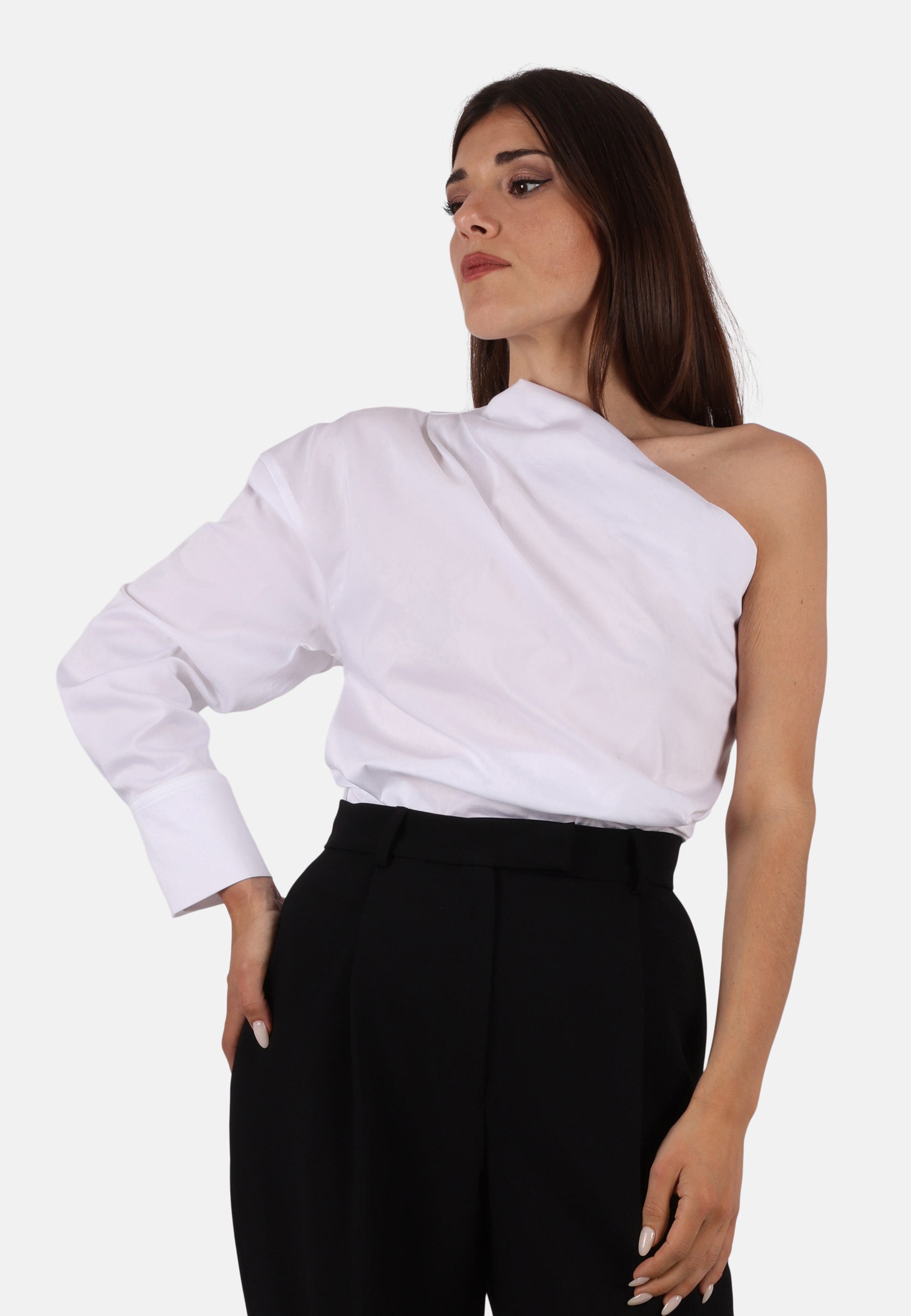 Drappierte One-Shoulder Bluse