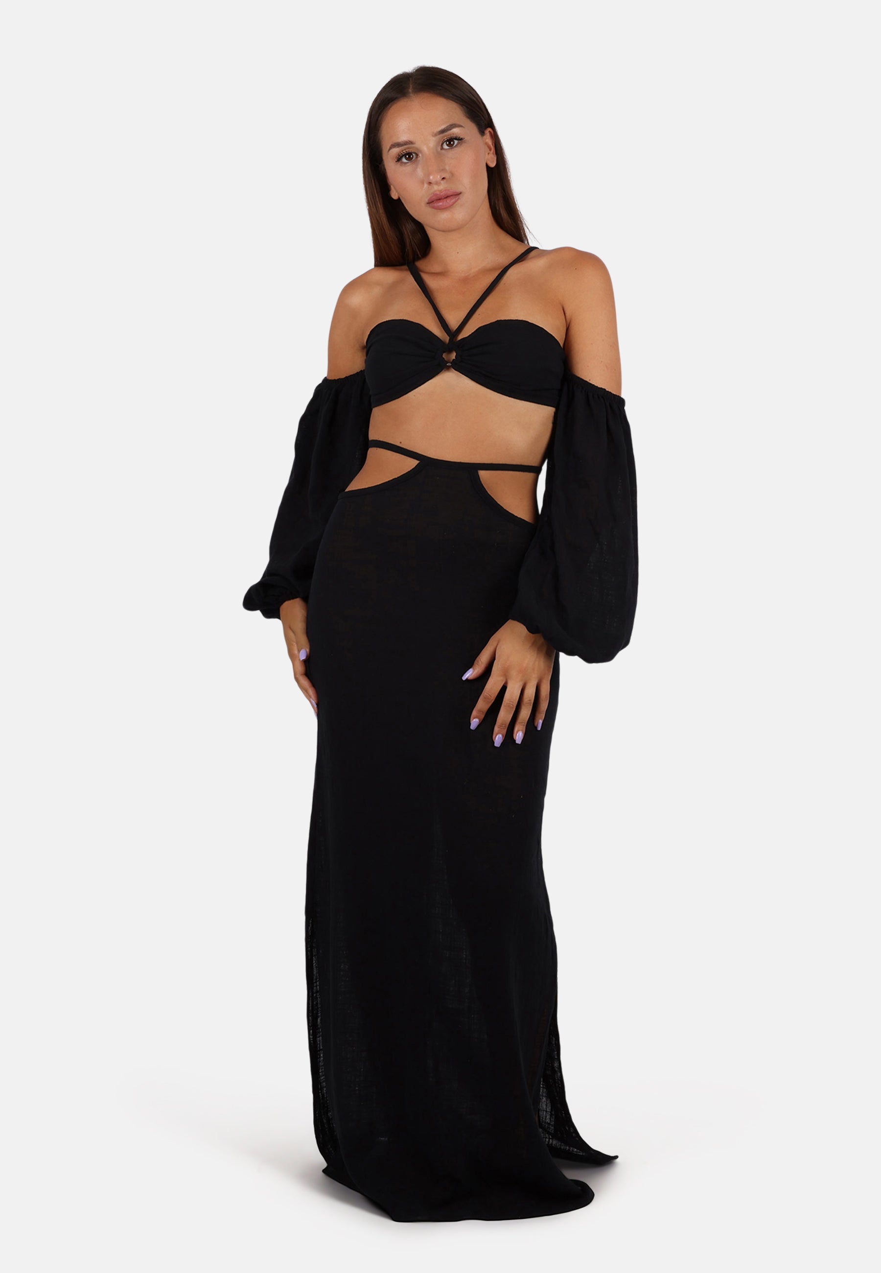 Gauze Crop Ring Top