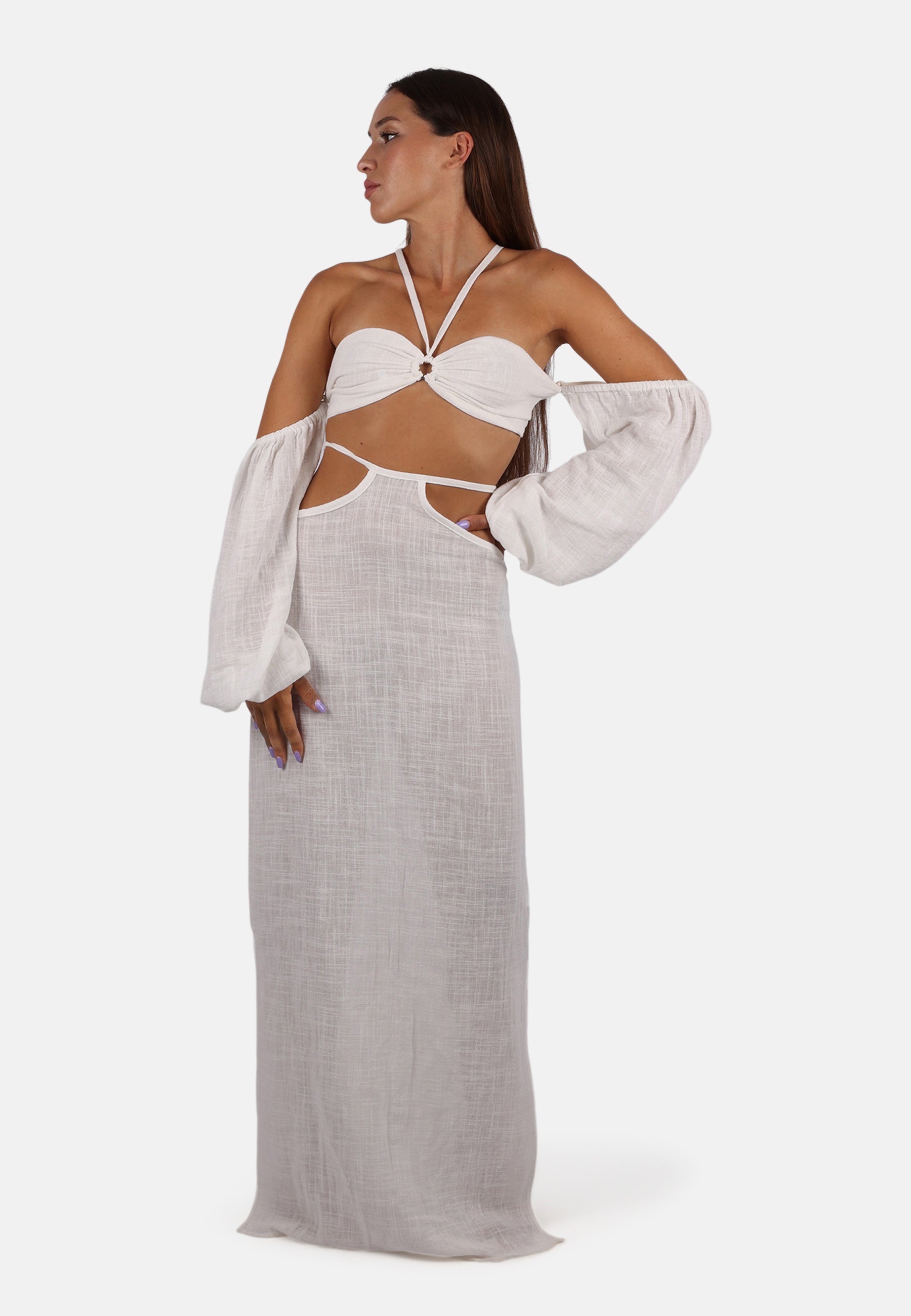 Gauze Crop Ring Top