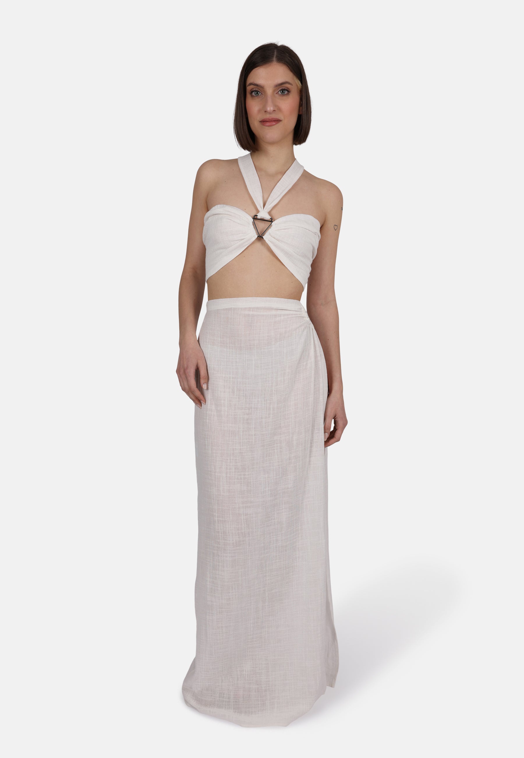 Gauze Crop Halter Top